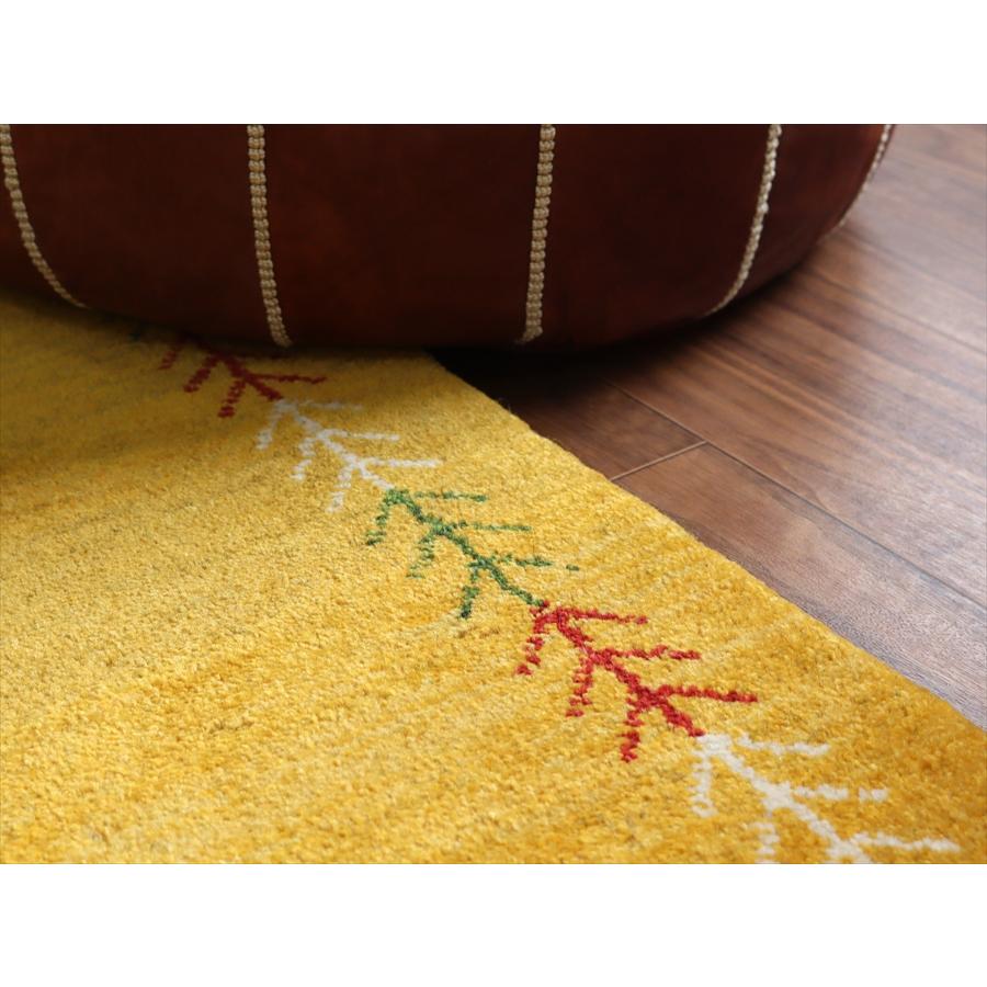 イランの手織りラグ ギャッベ 123x80cm イエロー 生命の樹と動物 |  | 04