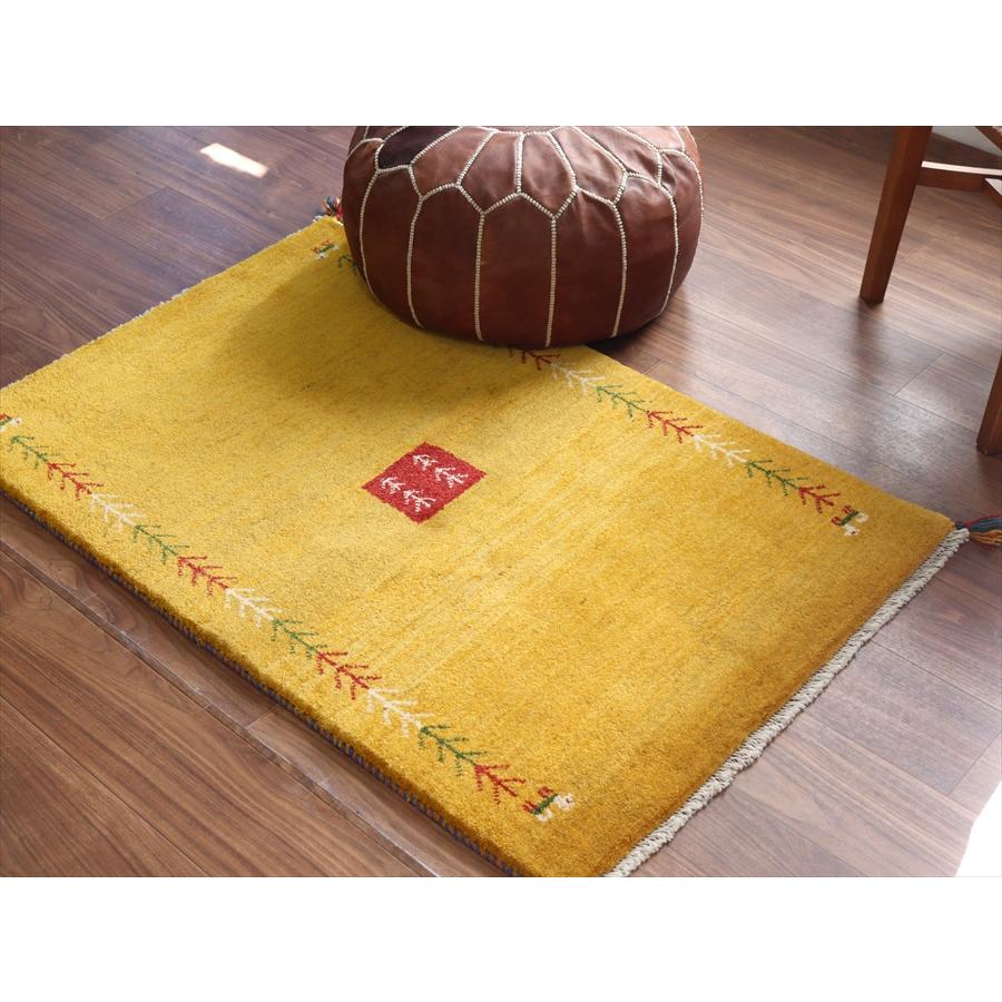 イランの手織りラグ ギャッベ 123x80cm イエロー 生命の樹と動物 |  | 05