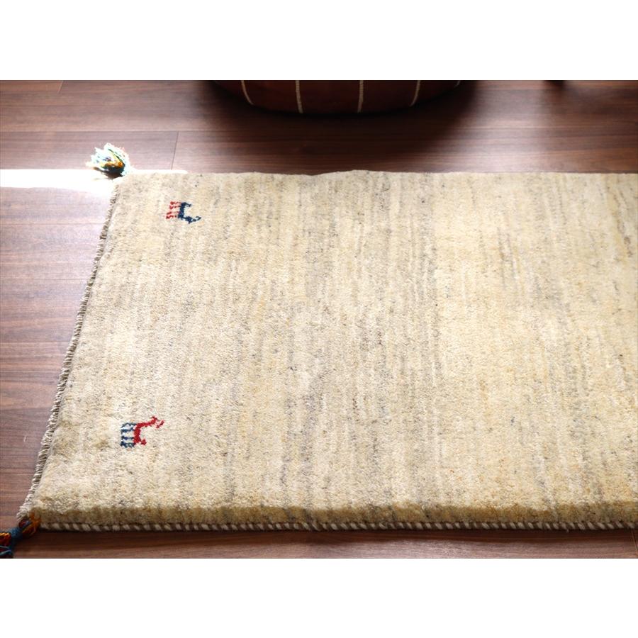 ギャッベ イランの手織りラグ 128x81cm アイボリー シンプルモチーフ |  | 03