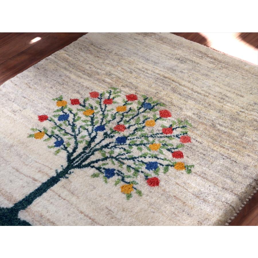 ギャッベ イランの手織りラグ 120x83cm 植物と動物 アイボリー＆グリーン |  | 02