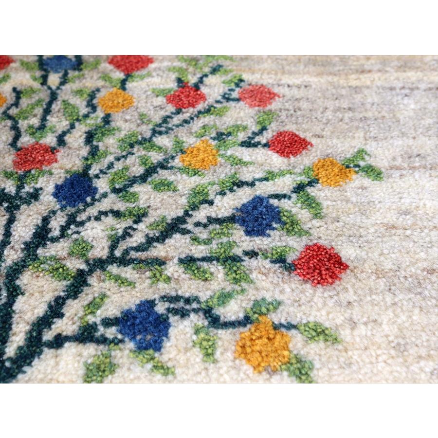 ギャッベ イランの手織りラグ 120x83cm 植物と動物 アイボリー＆グリーン |  | 05