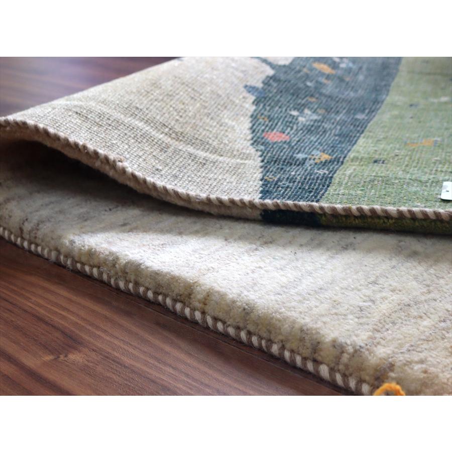 ギャッベ イランの手織りラグ 120x83cm 植物と動物 アイボリー＆グリーン |  | 06