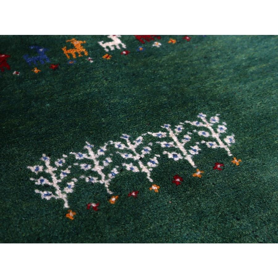 イランの手織りラグ ギャッベ 114x81cm グリーン 動物と生命の樹 |  | 05