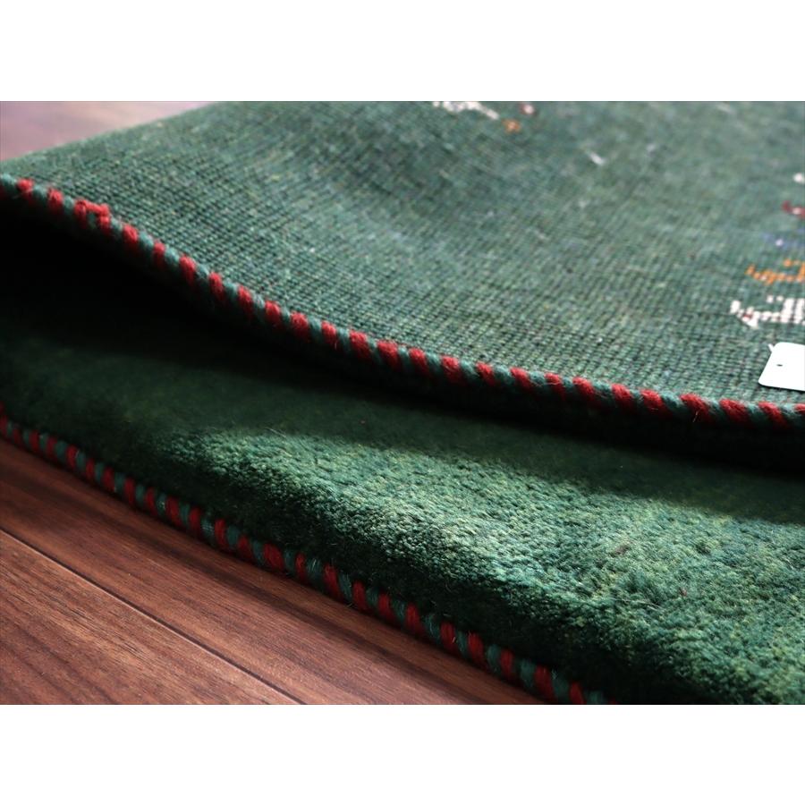 イランの手織りラグ ギャッベ 114x81cm グリーン 動物と生命の樹 |  | 06