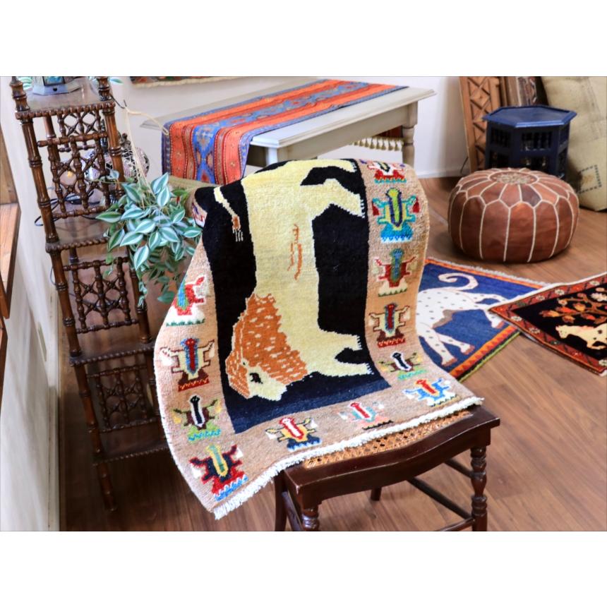 ライオンラグ オールドギャッベ 91x63cm 鬣のあるライオン　踊る女の子たち |  | 07