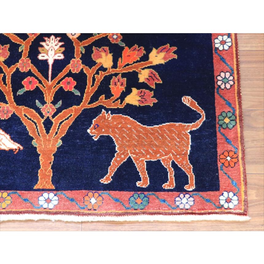 オールドギャッベ　カシュカイ族の手織りラグ 89x53cm 生命の木 馬とライオン |  | 04
