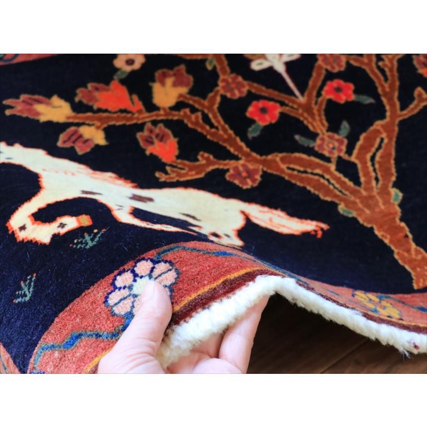 オールドギャッベ　カシュカイ族の手織りラグ 89x53cm 生命の木 馬とライオン |  | 08