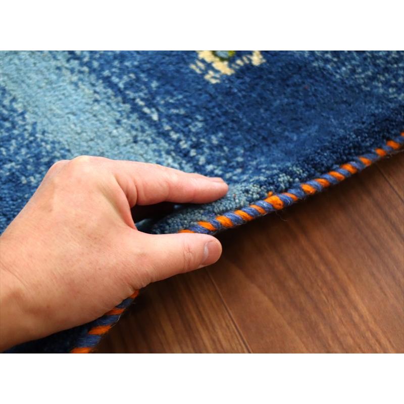 ギャッベ イラン産手織り 84×61cm 玄関マット ブルー 動物と糸杉 |  | 04