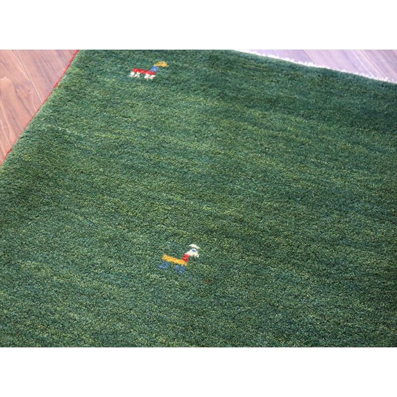 ギャッベ イラン産手織り 91×64cm 玄関マット グリーン 動物モチーフ |  | 02