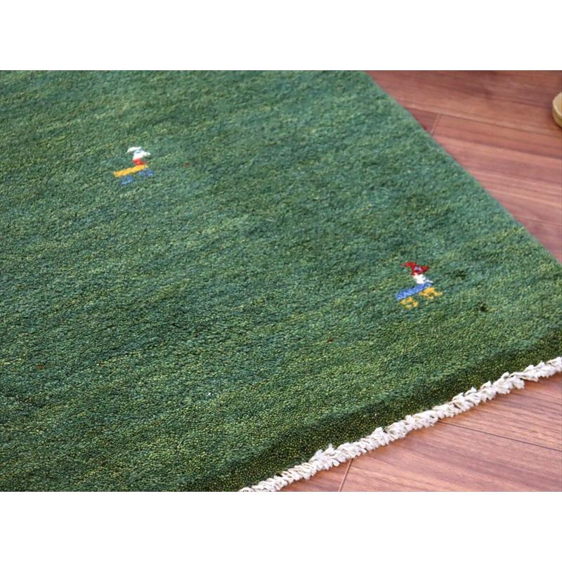 ギャッベ イラン産手織り 91×64cm 玄関マット グリーン 動物モチーフ |  | 03