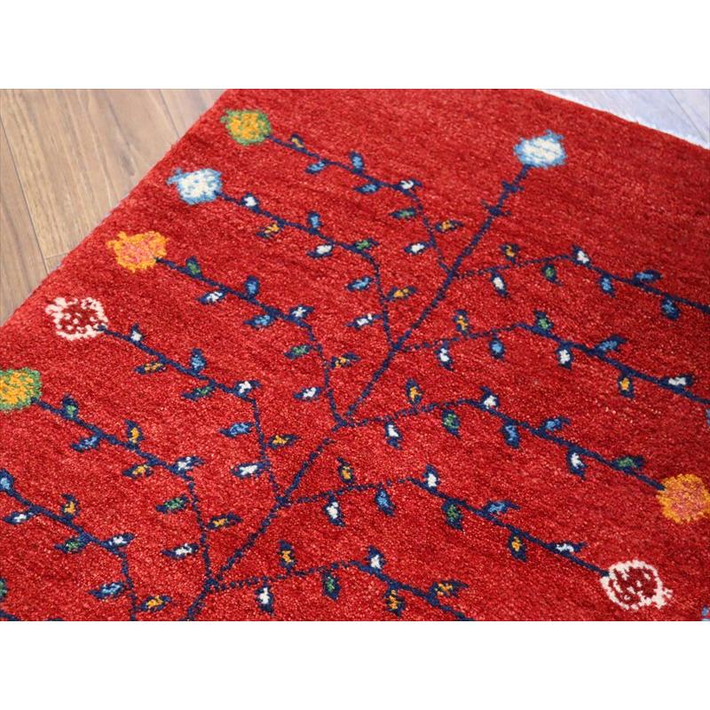 ギャッベ イラン産手織り 87×62cm 玄関マット レッド 生命の樹とザクロ |  | 02