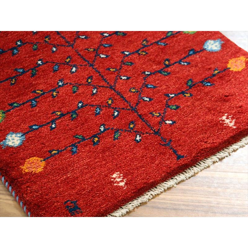 ギャッベ イラン産手織り 87×62cm 玄関マット レッド 生命の樹とザクロ |  | 03