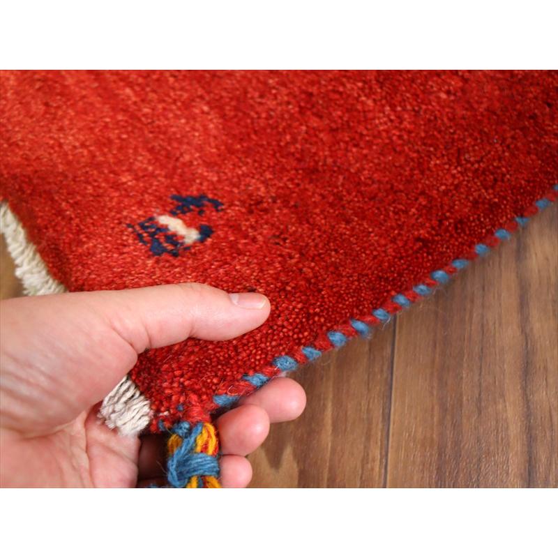 ギャッベ イラン産手織り 83×60cm 玄関マット レッド 動物モチーフ |  | 04