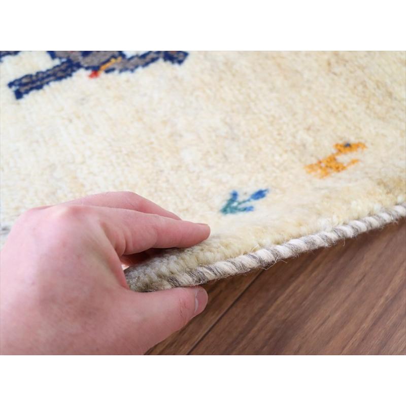 ギャッベ イラン産手織り 89×61cm 玄関マット ナチュラルアイボリー ラクダとカラフルフラワー |  | 04