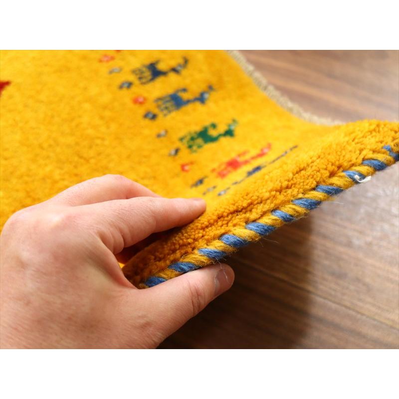 ギャッベ イラン産手織り 82×62cm 玄関マット イエロー 生命の樹と動物モチーフ |  | 04