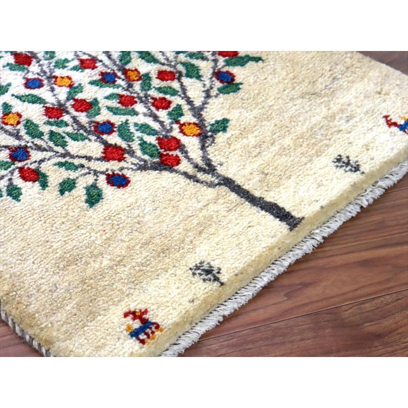 ギャッベ イラン産手織り 87×64cm 玄関マット ナチュラルアイボリー カラフルな生命の樹 |  | 03
