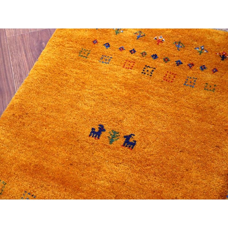 ギャッベ イラン産手織り 89×60cm 玄関マット オレンジ 動物と生命の樹 |  | 02