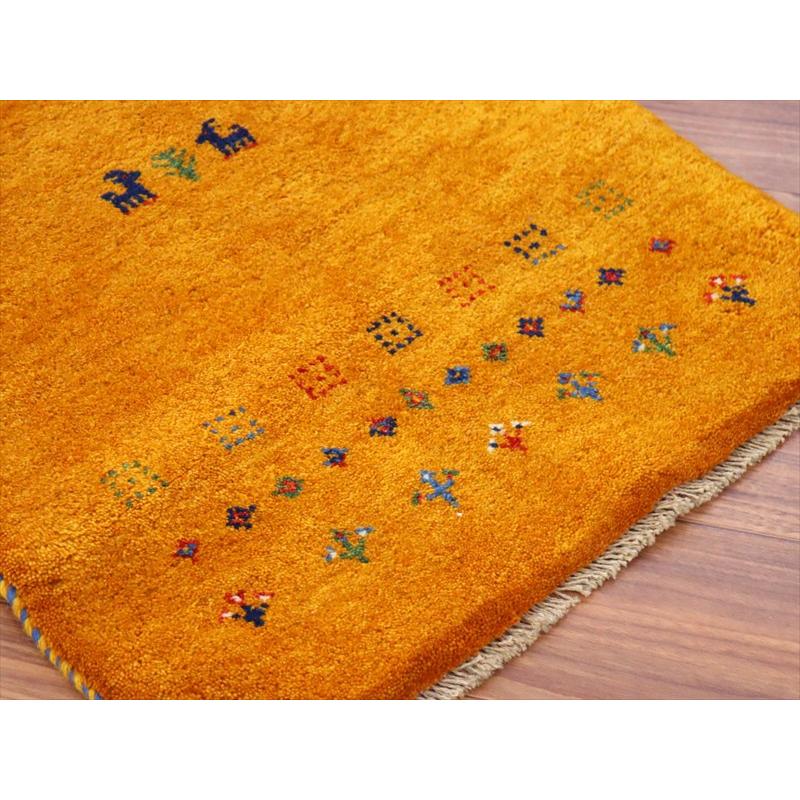 ギャッベ イラン産手織り 89×60cm 玄関マット オレンジ 動物と生命の樹 |  | 03