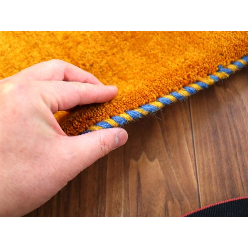 ギャッベ イラン産手織り 89×60cm 玄関マット オレンジ 動物と生命の樹 |  | 04