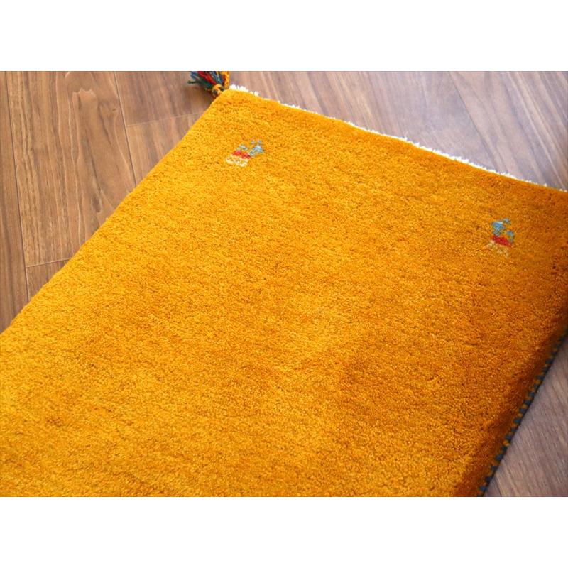 ギャッベ イラン産手織り 87×58cm 玄関マット イエローオレンジ 動物モチーフ |  | 02