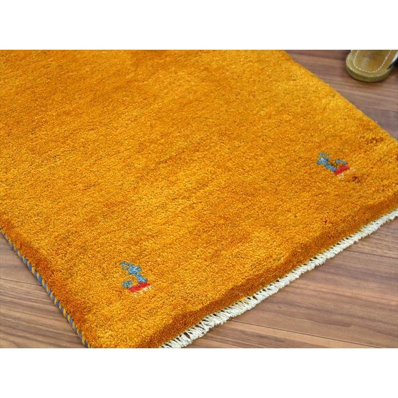 ギャッベ イラン産手織り 87×58cm 玄関マット イエローオレンジ 動物モチーフ |  | 03