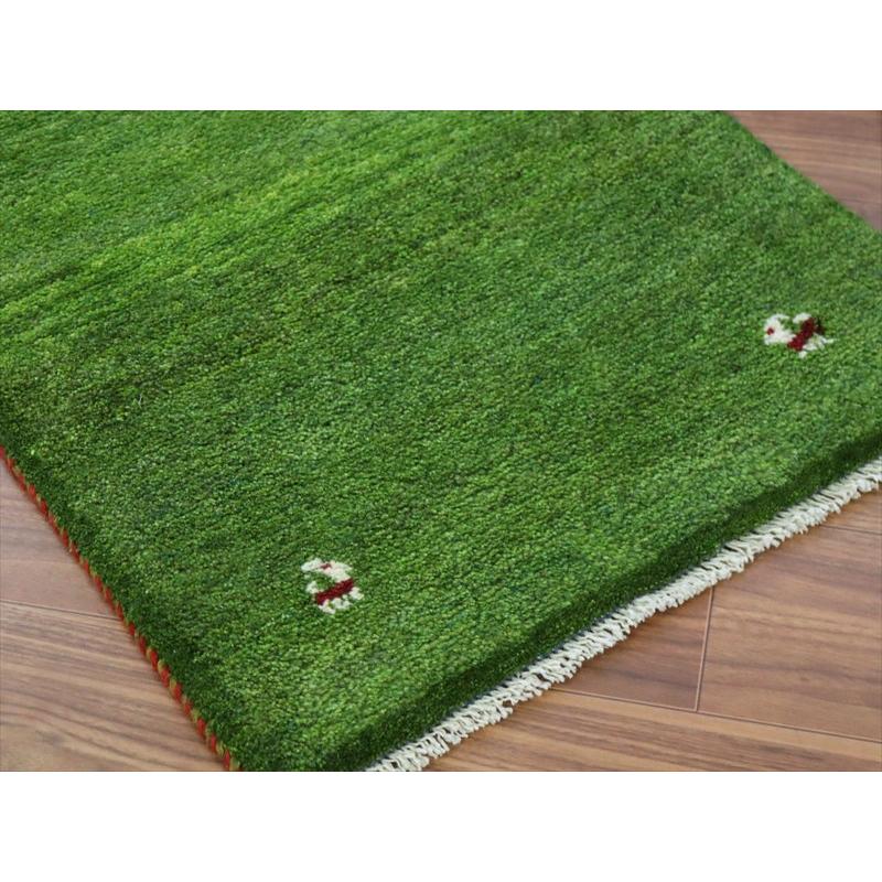 ギャッベ イラン産手織り 88×60cm 玄関マット グリーン 動物モチーフ |  | 03