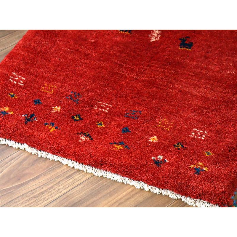ギャッベ イラン産手織り 87×65cm 玄関マット レッド 動物と生命の樹 |  | 03