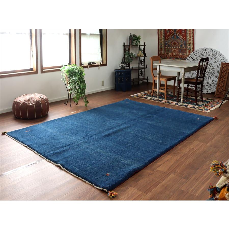 イランのカシュカイ族 手織りラグ ギャッベ 241x172cm ブルー シンプルモチーフ |  | 01