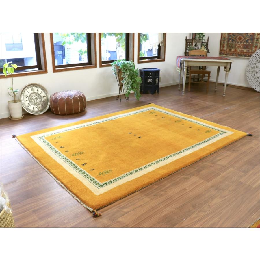 ギャッベ オレンジ　イエロー 234x170cm ベージュのボーダー　イラン産手織りラグ |  | 01