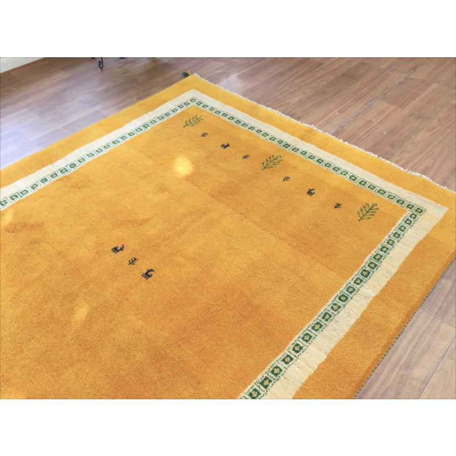 ギャッベ オレンジ　イエロー 234x170cm ベージュのボーダー　イラン産手織りラグ |  | 02