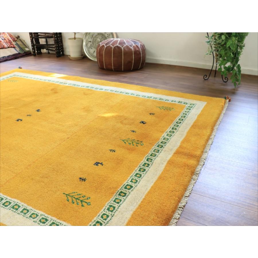 ギャッベ オレンジ　イエロー 234x170cm ベージュのボーダー　イラン産手織りラグ |  | 04