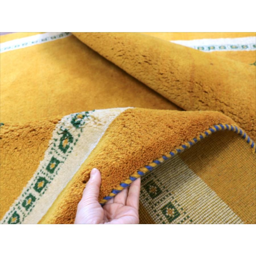 ギャッベ オレンジ　イエロー 234x170cm ベージュのボーダー　イラン産手織りラグ |  | 09