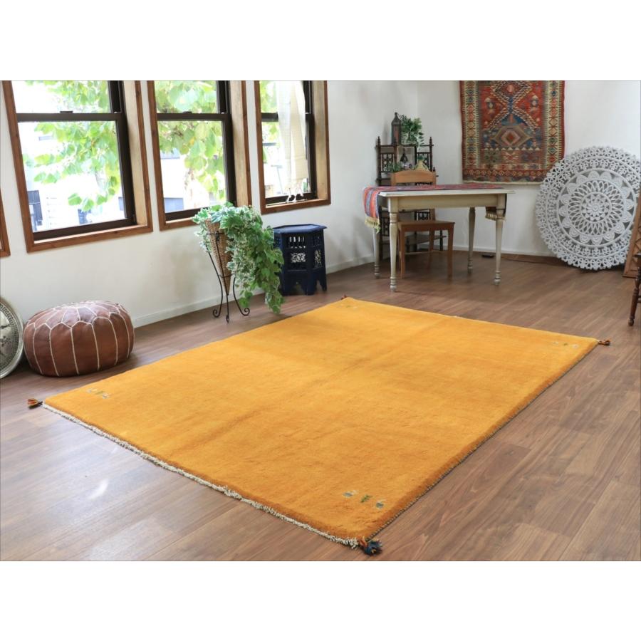 ギャッベ イラン産手織り　オレンジ 228x175cm 無地　シンプル　動物モチーフ |  | 01