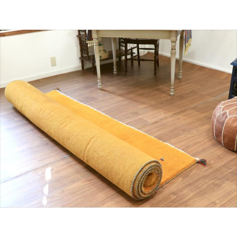 ギャッベ イエロー イラン手織りラグ 290x198cm 無地 イラン産 カシュカイ族の手織りラグ |  | 13