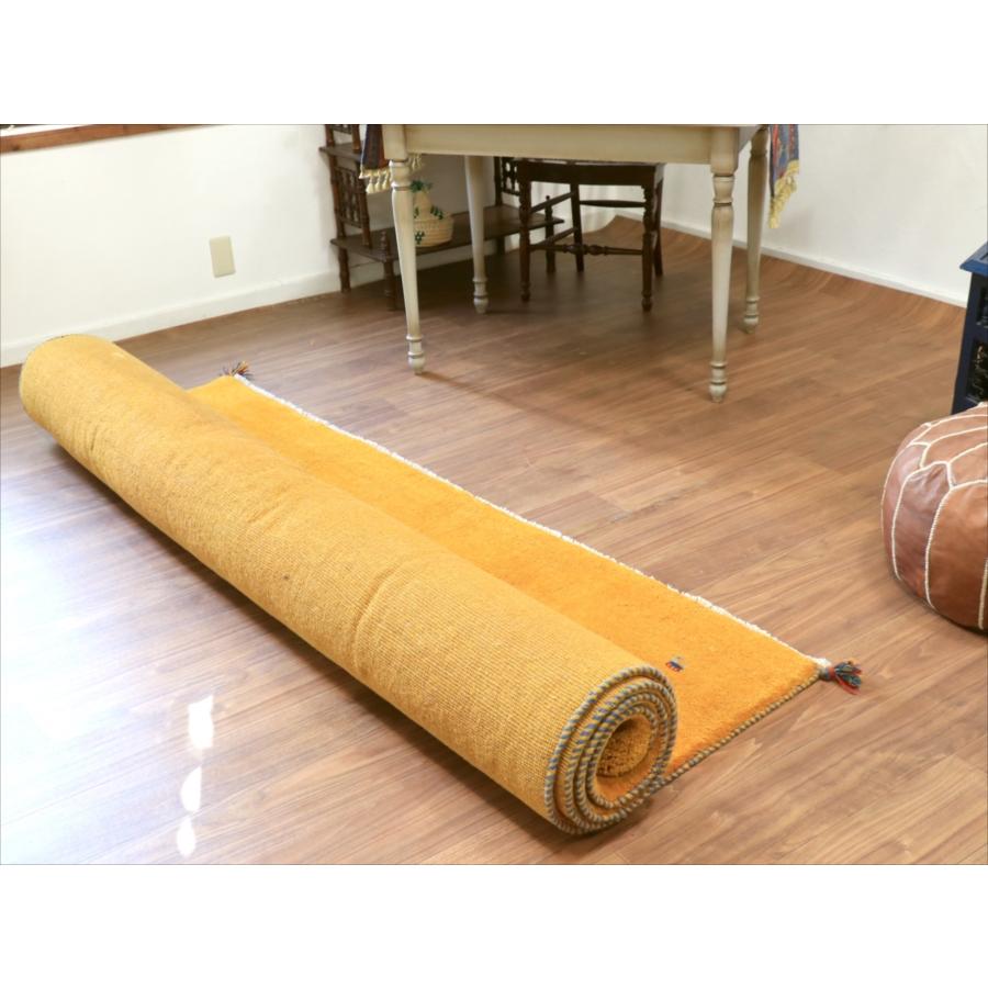 ギャッベ イエロー イラン手織りラグ 290x198cm 無地 イラン産 カシュカイ族の手織りラグ |  | 14