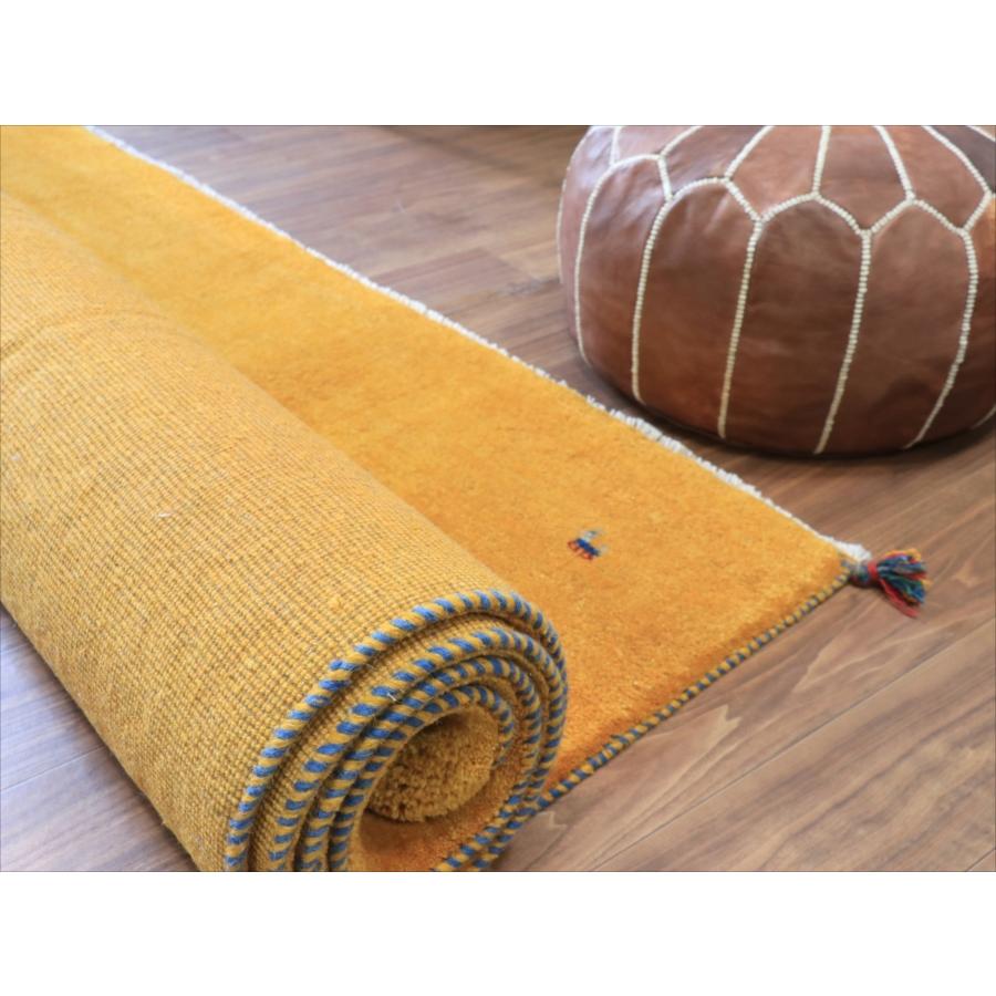 ギャッベ イエロー イラン手織りラグ 290x198cm 無地 イラン産 カシュカイ族の手織りラグ |  | 15