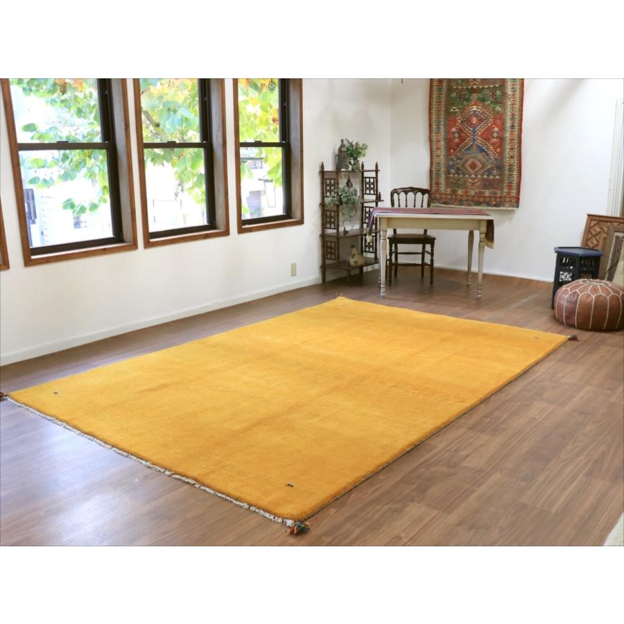ギャッベ イエロー イラン手織りラグ 290x198cm 無地 イラン産 カシュカイ族の手織りラグ |  | 01