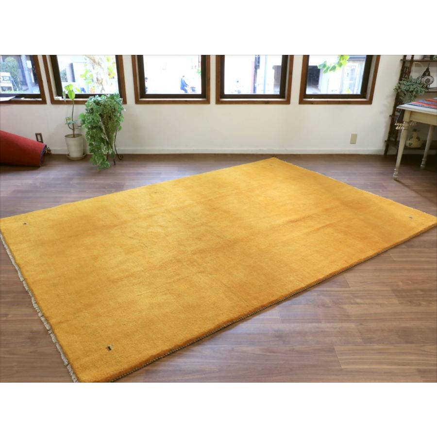ギャッベ イエロー イラン手織りラグ 290x198cm 無地 イラン産 カシュカイ族の手織りラグ |  | 05