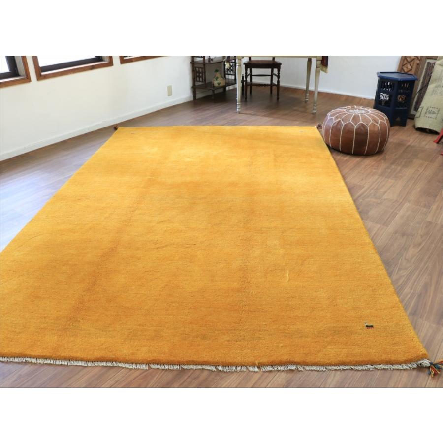 ギャッベ イエロー イラン手織りラグ 290x198cm 無地 イラン産 カシュカイ族の手織りラグ |  | 06