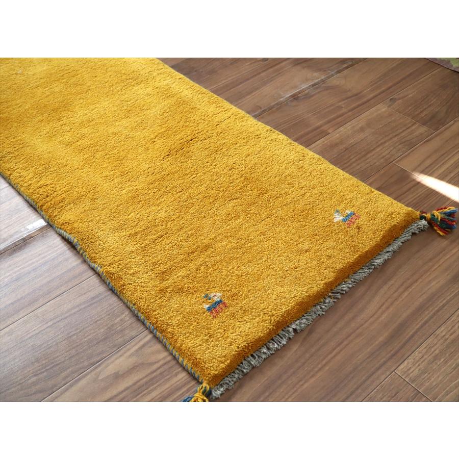 ギャッベ イラン 手織り　細長ランナー 143x52cm イエローオレンジ シンプル　無地 |  | 03