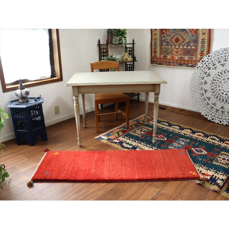 ギャッベ イラン 手織り　細長ランナー 146x50cm レッド　シンプル　無地 |  | 04