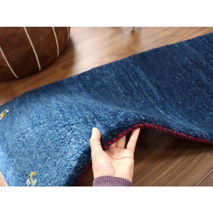 ギャッベ イラン 手織り　細長ランナー 153x52cm シンプル　無地　ネイビーブルー　 |  | 05