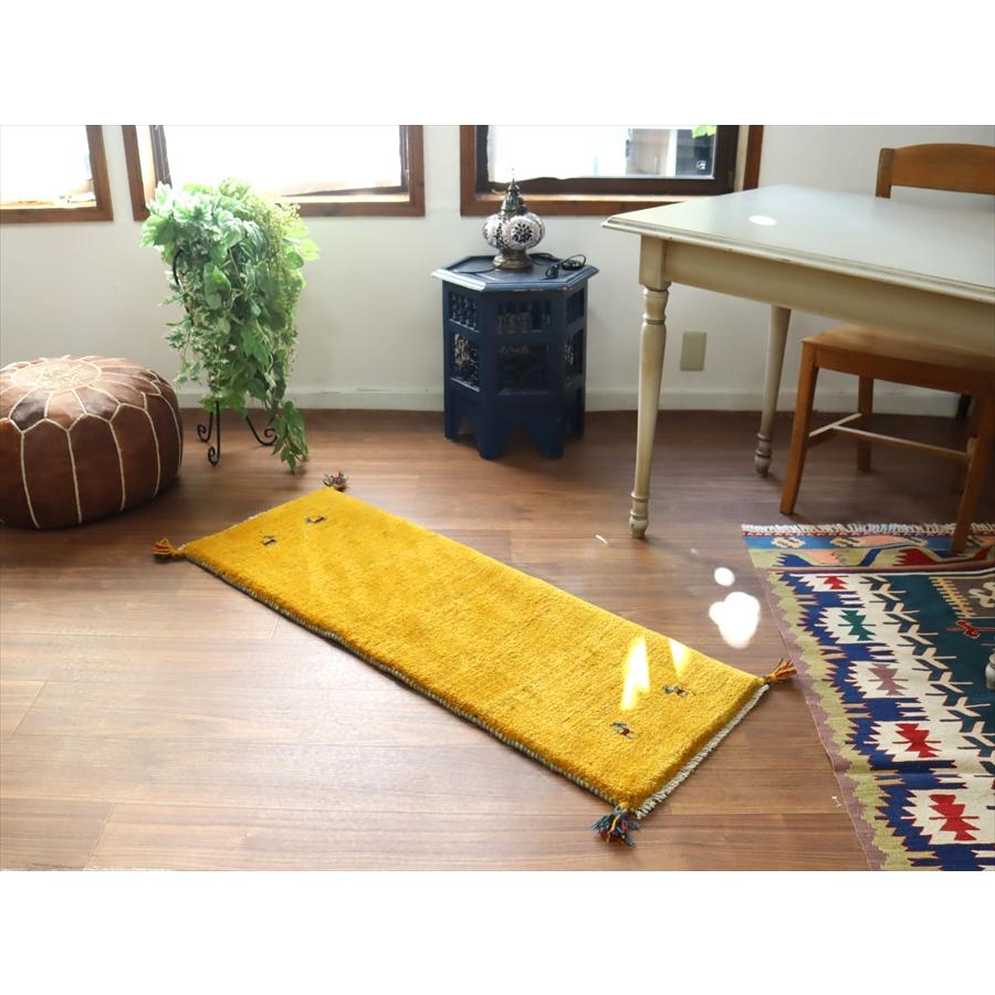 ギャッベ イラン 手織り　ミニランナー 120x43cm シンプル　無地　イエローグラデーション |  | 03