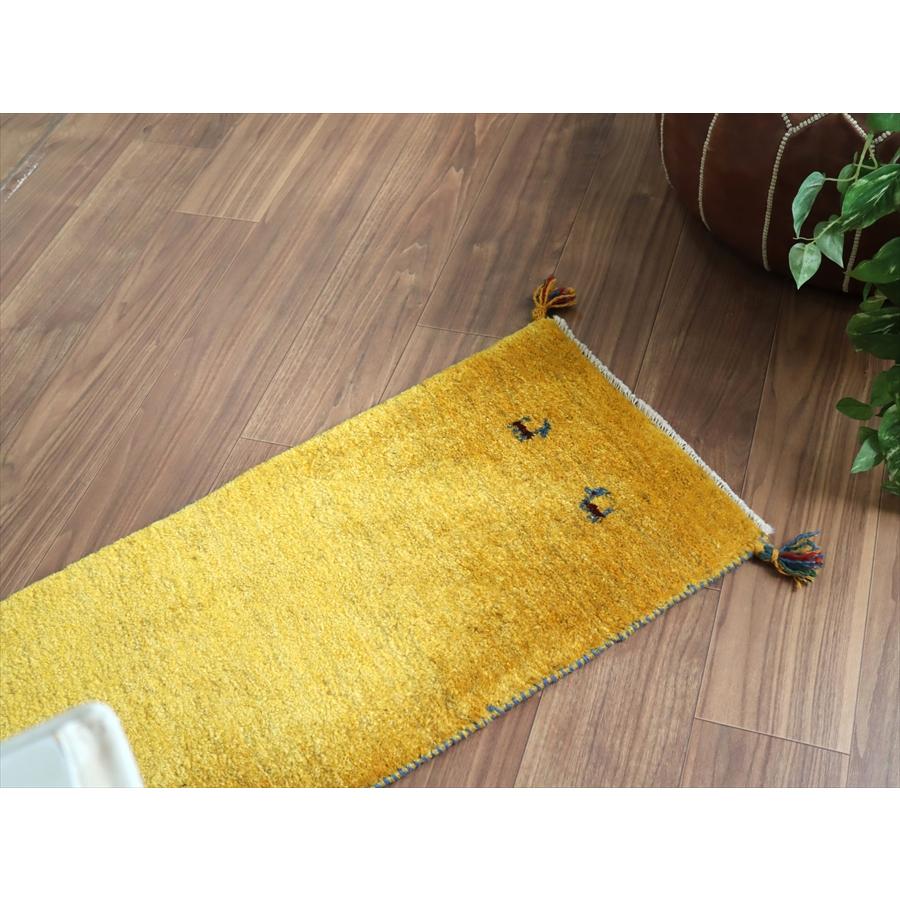 ギャッベ イラン 手織り　ミニランナー 120x43cm シンプル　無地　イエローグラデーション |  | 04