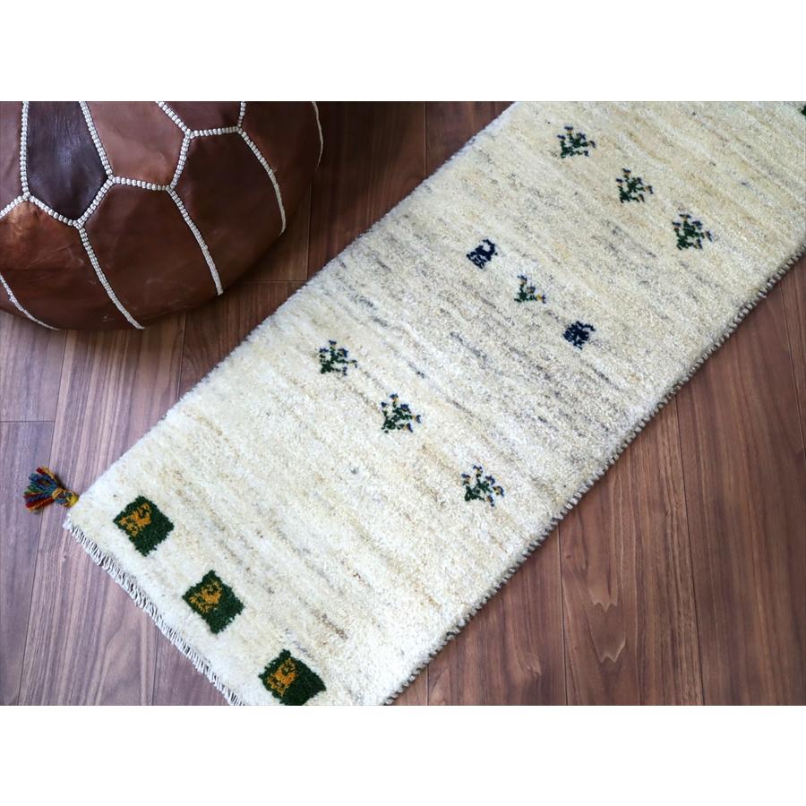 ギャッベ イラン 手織り　ミニランナー 115x43cm ナチュラル羊毛　アイボリー　生命の木と動物 |  | 02