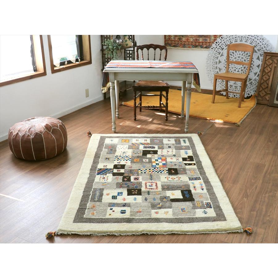 イラン産 手織りギャッベ  172x120cm モザイクのようなタイル柄　グレー　ナチュラル モノトーン |  | 15