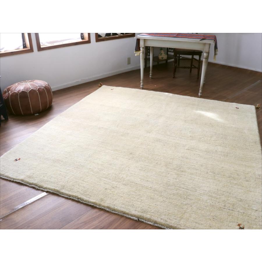 ギャッベ 正方形 イラン産手織りラグ 215x206cm シンプル　無地　ナチュラルアイボリー　ベージュ |  | 13