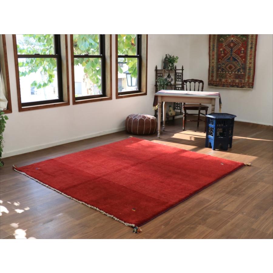 ギャッベ 正方形 イラン産 208x190cm レッド グラデーション　無地　シンプル |  | 01