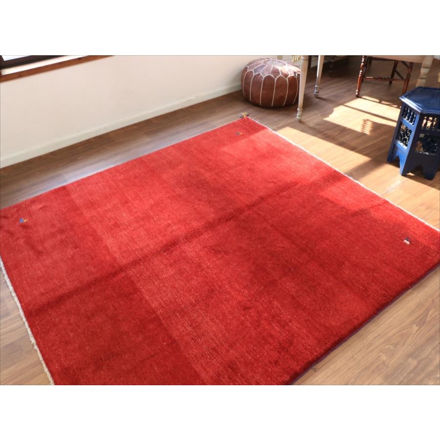 ギャッベ 正方形 イラン産 208x190cm レッド グラデーション　無地　シンプル |  | 03