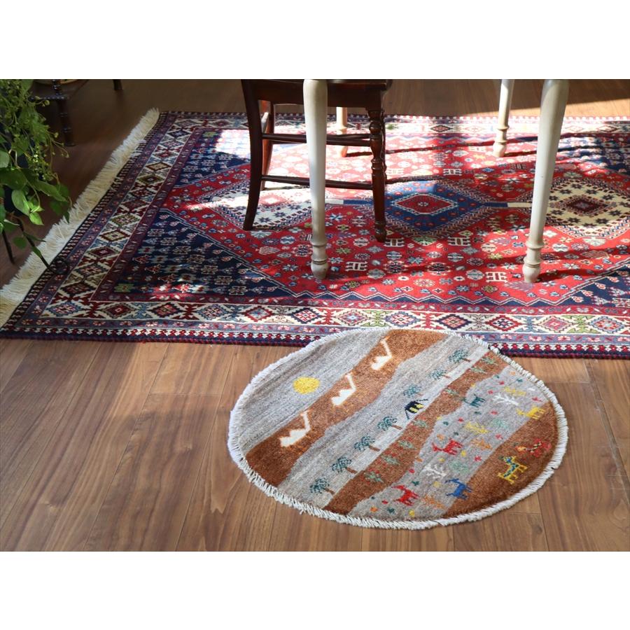 ギャッベ　円形　風景のギャッベ 60x60cm 黒いテントとラクダ |  | 01